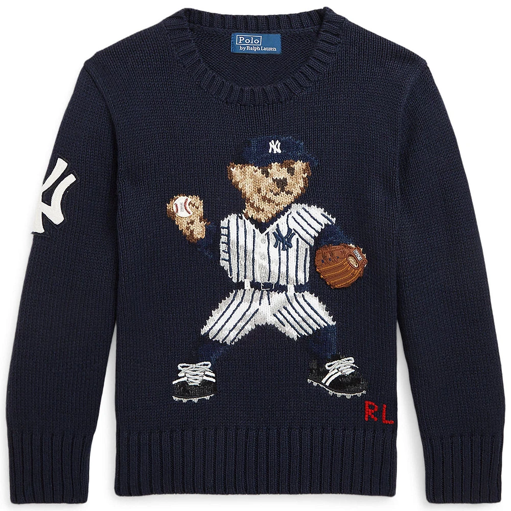 Pull-over bleu marine Polo Ralph Lauren pour jeunes des Yankees de New York