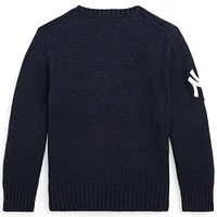 Pull-over bleu marine Polo Ralph Lauren pour jeunes des Yankees de New York