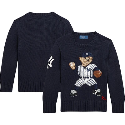 Pull-over bleu marine Polo Ralph Lauren pour jeunes des Yankees de New York