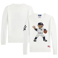 Youth Polo Ralph Lauren  White Yankees Bear Pullover Sweater