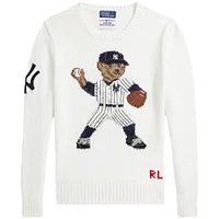 Youth Polo Ralph Lauren  White Yankees Bear Pullover Sweater