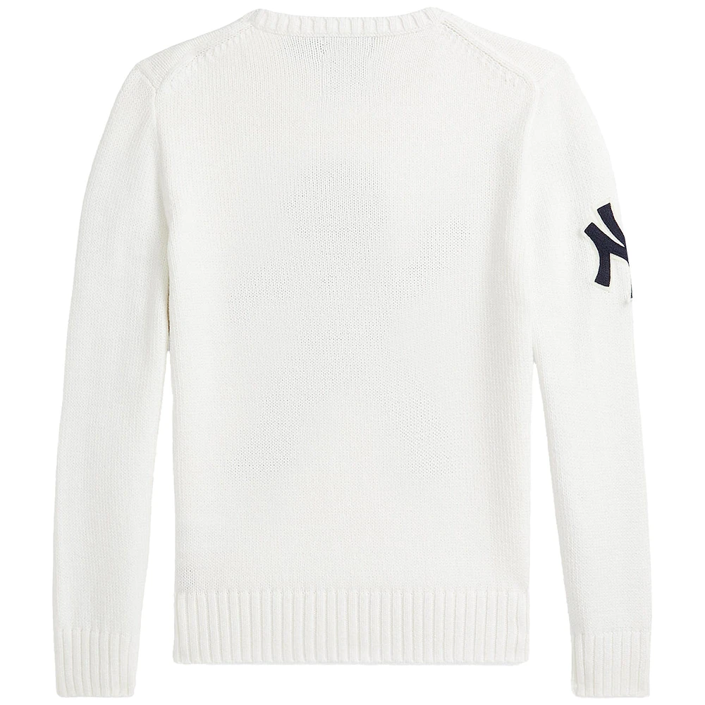 Youth Polo Ralph Lauren  White Yankees Bear Pullover Sweater