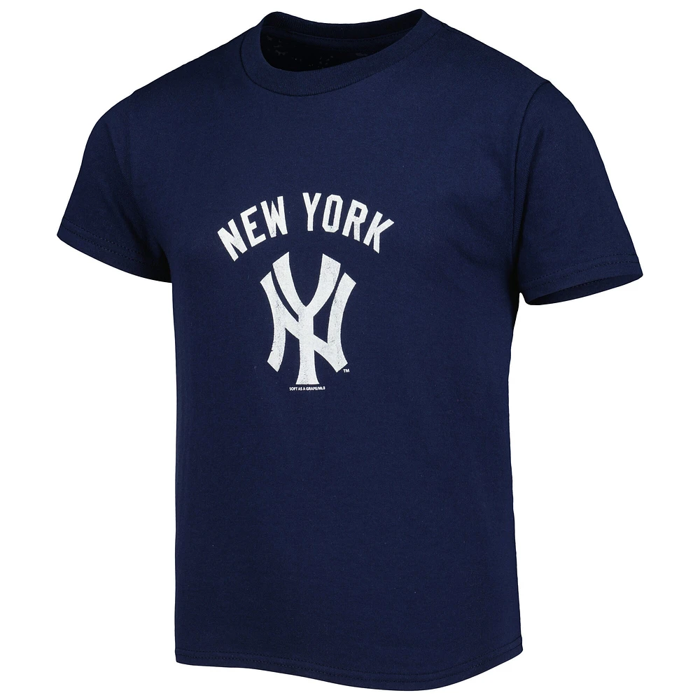 T-shirt de la collection Cooperstown des New York Yankees, doux comme un raisin, bleu marine pour jeunes