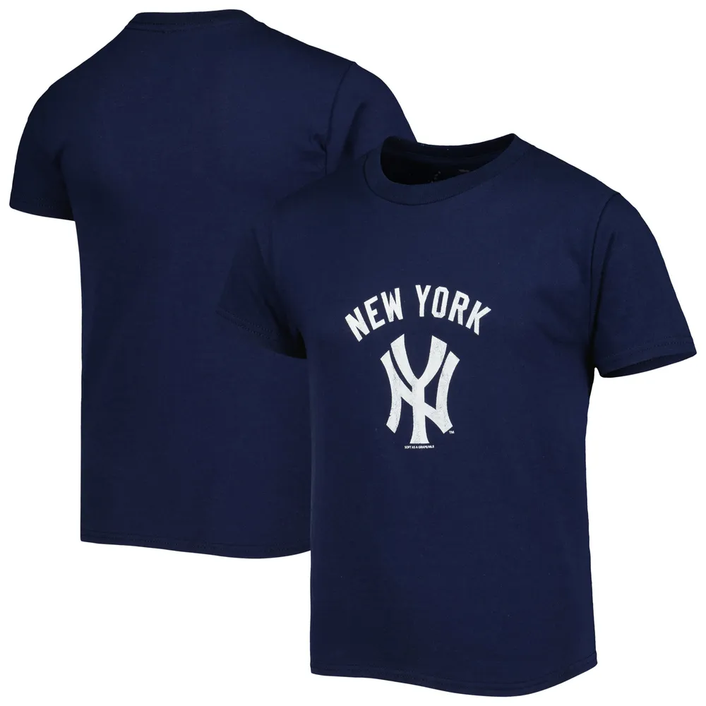 New York Yankees Youth Distressed Logo T-Shirt - Gray Size: Small