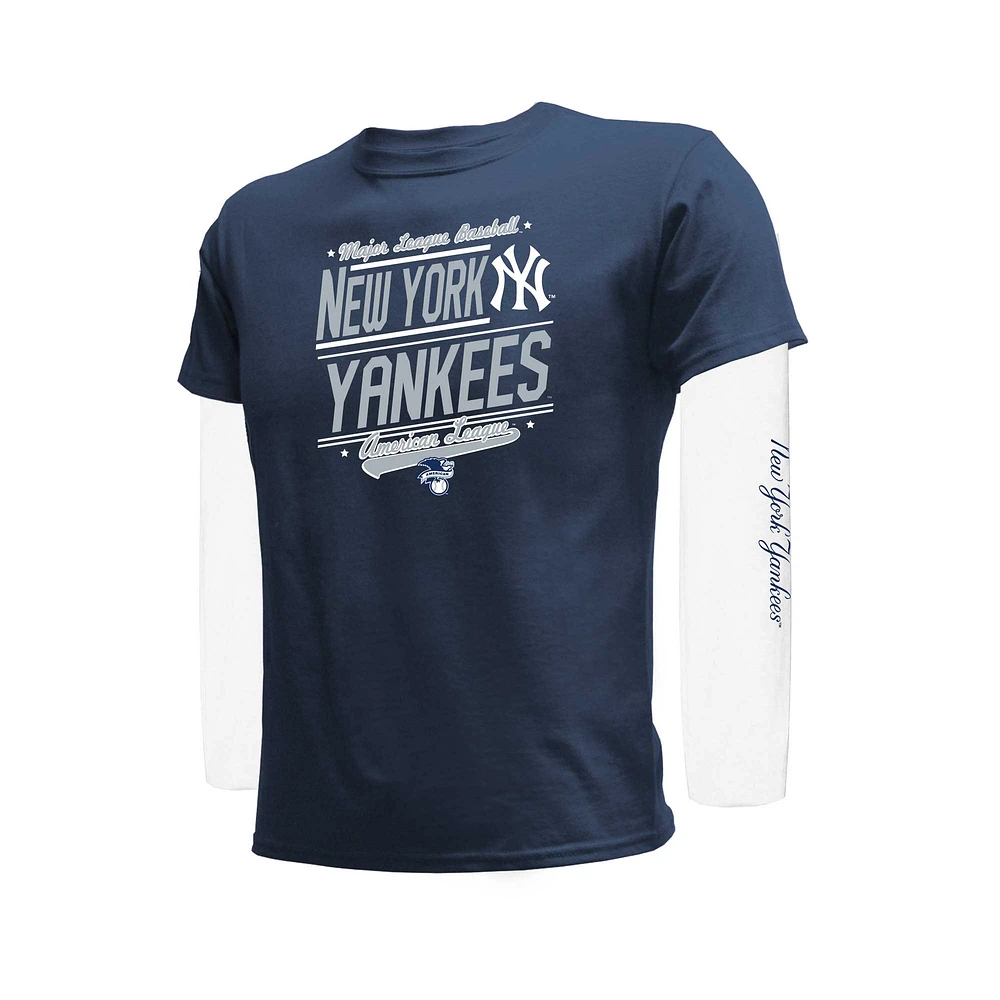 Ensemble de t-shirts bleu marine/blanc pour jeunes New York Yankees