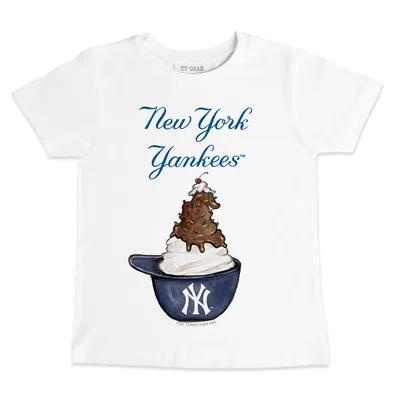 New York Yankees Tiny Turnip Youth Sundae Helmet T-Shirt - White