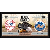 New York Yankees vs. New York Mets Framed 10" x 20" House Divided Baseball Collage