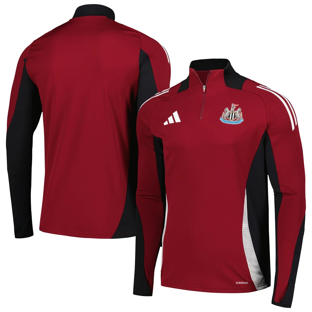 Haut d'entraînement à quart de zip raglan adidas Newcastle United 2024/25 AEROREADY pour homme - Bordeaux