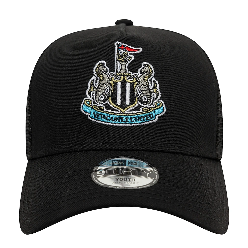 Youth New Era Black Newcastle United Core Trucker Adjustable Hat