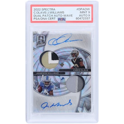 Chris Olave and Jameson Williams Autographed 2022 Panini Spectra Dual Relic Auto Wave #DPA-OW #8/16 PSA Authenticated 9/9 Rookie Card