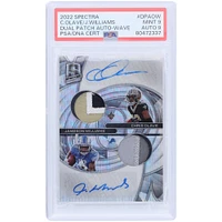 Chris Olave and Jameson Williams Autographed 2022 Panini Spectra Dual Relic Auto Wave #DPA-OW #8/16 PSA Authenticated 9/9 Rookie Card