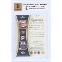 Joe Montana & Dan Marino Autographed 2005 Upper Deck Exquisite Collection Dual Auto #E2S-MM #9/25 BGS Authenticated 7.5/10 Card - 9.5,8.5,8,6.5 Subgrades