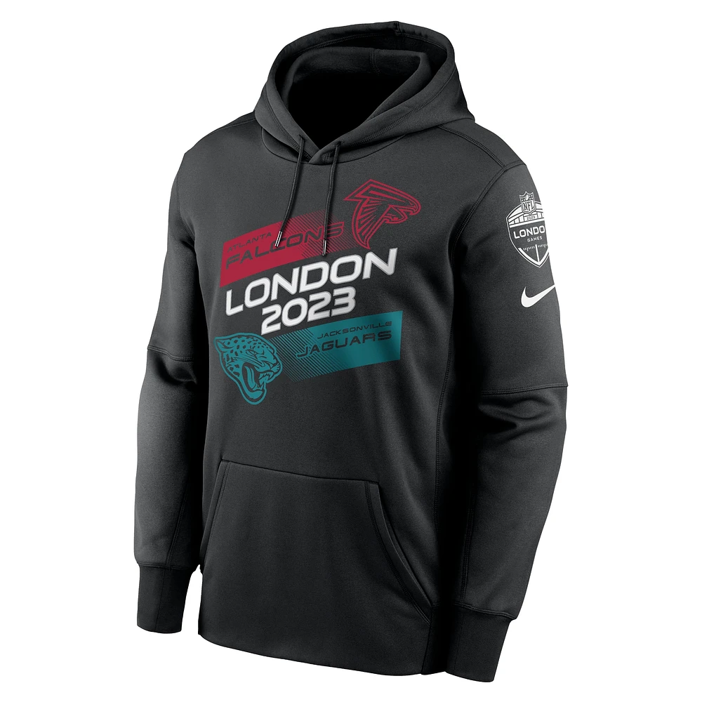 Men's Nike Black Atlanta Falcons vs. Jacksonville Jaguars 2023 London Game Pullover Hoodie