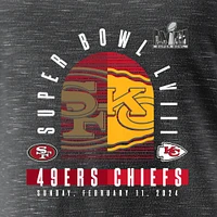 Fanatics Charcoal pour femmes Kansas City Chiefs contre San Francisco 49ers Super Bowl LVIII Matchup Final Battle T-shirt à col en V