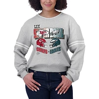 Women's WEAR by Erin Andrews Heather Gray Kansas City Chiefs vs. Philadelphia Eagles Super Bowl LIX Matchup Pullover Sweatshirt