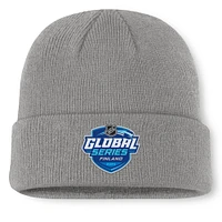 Bonnet en tricot à revers Fanatics pour hommes gris NHL Events 2024 NHL Global Series