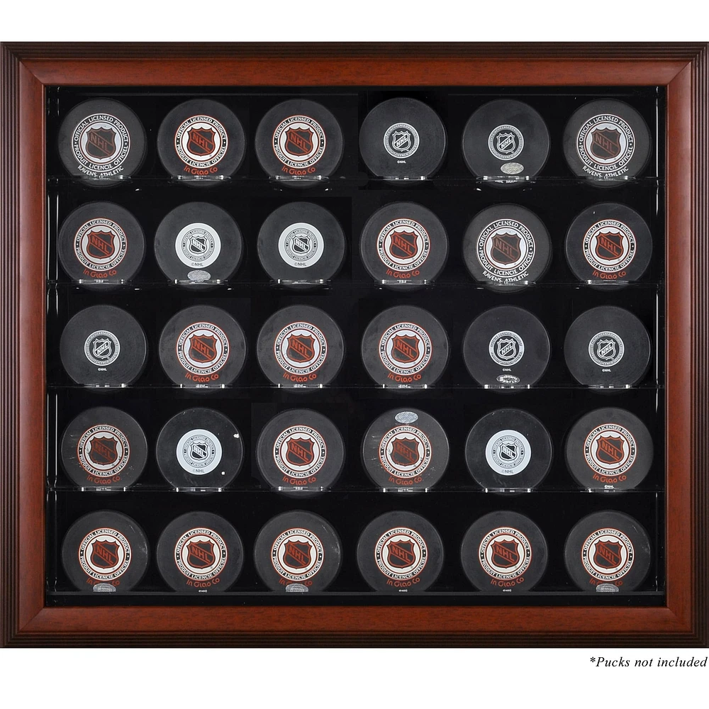 Mahogany Framed 30 Hockey Puck Display Case