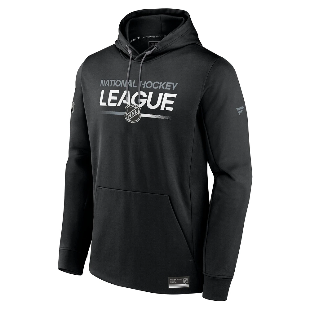 Men's Fanatics Black NHL-Logo Authentic Pro Fleece Pullover Hoodie
