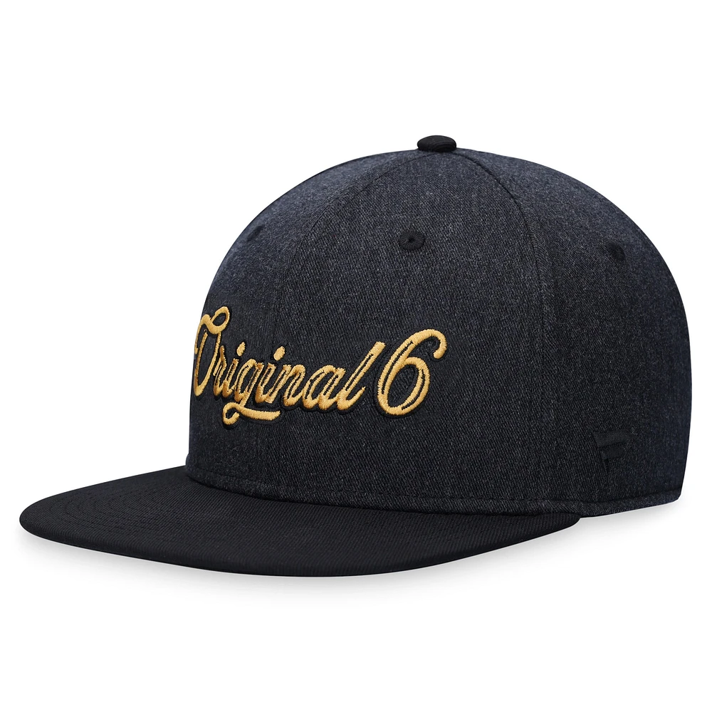 Casquette Snapback noire avec logo NHL Original 6 Fanatics pour hommes