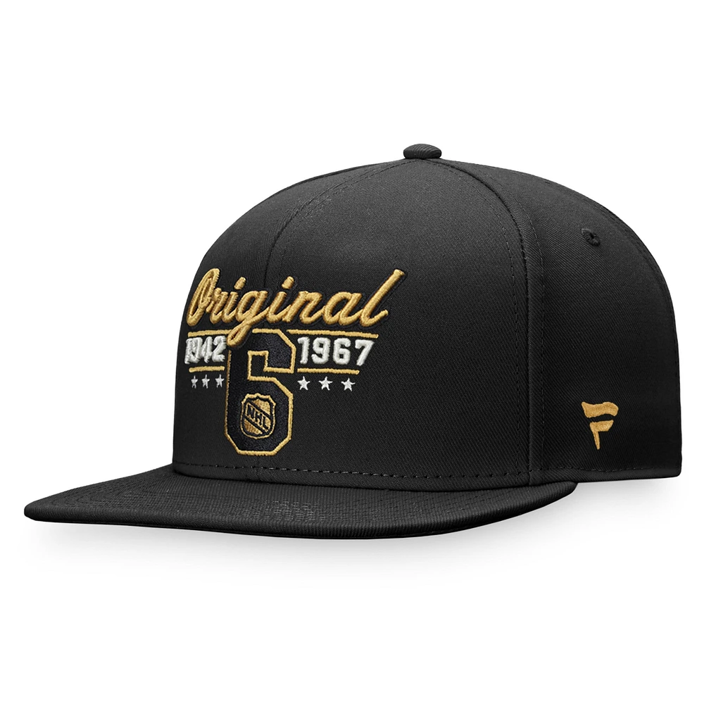 Casquette Snapback NHL Original Six Fanatics noire pour hommes