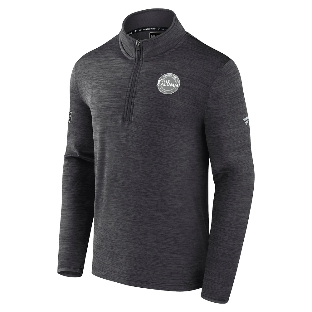 Men's Fanatics Charcoal NHL Authentic Pro The Alumni Quarter-Zip Top