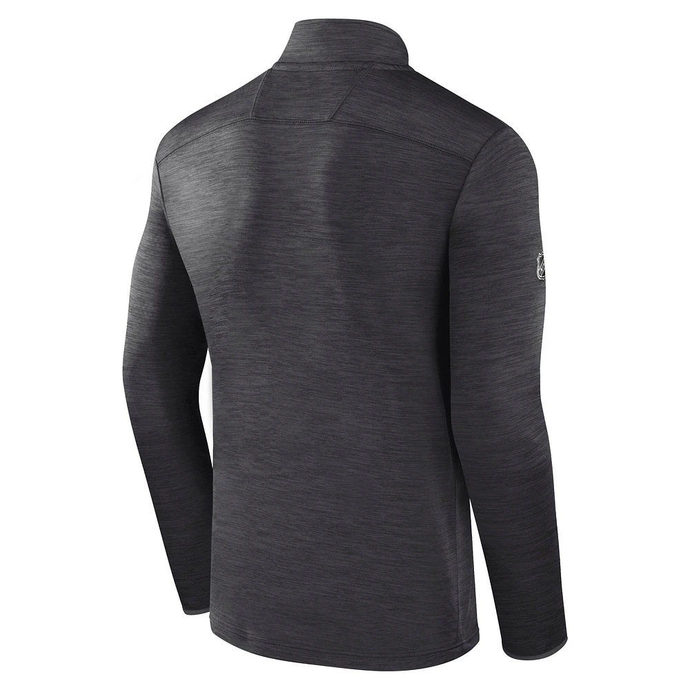 Men's Fanatics Charcoal NHL Authentic Pro The Alumni Quarter-Zip Top