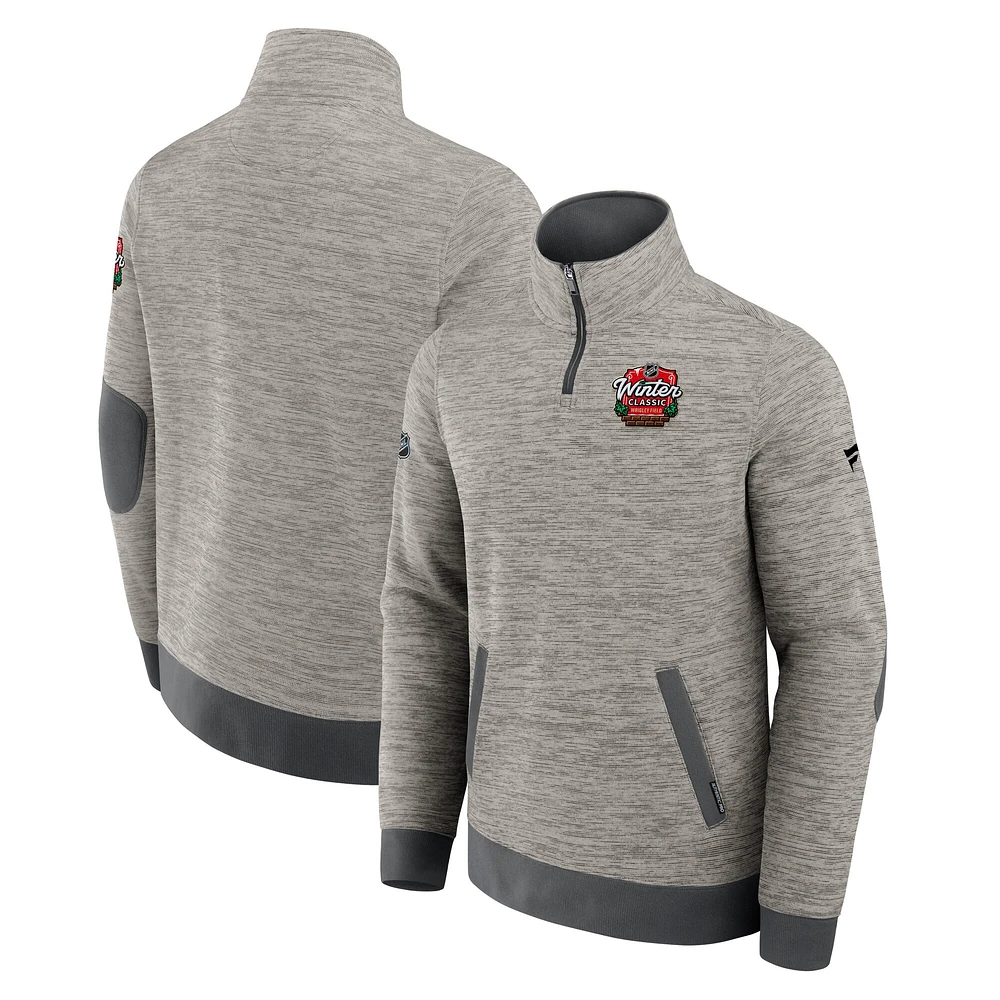 Sweat-shirt à glissière quart de tour Authentic Pro pour homme Fanatics gris 2025 NHL Winter Classic