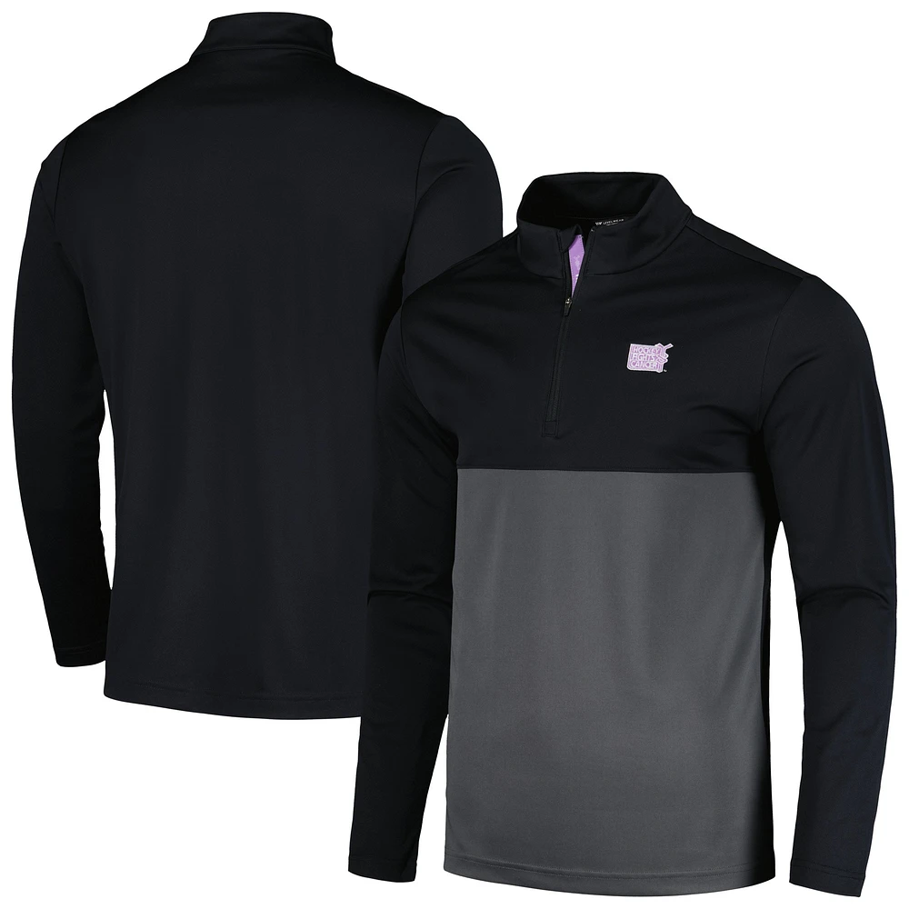 Men's Levelwear Black NHL 2023 Hockey Fights Cancer Pursue Logo Quarter-Zip Top