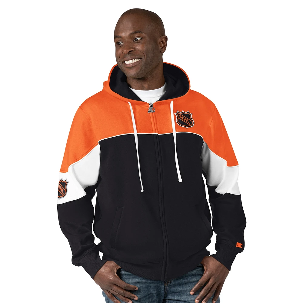 Sweat à capuche zippé orange/noir pour homme de la LNH Power Forward