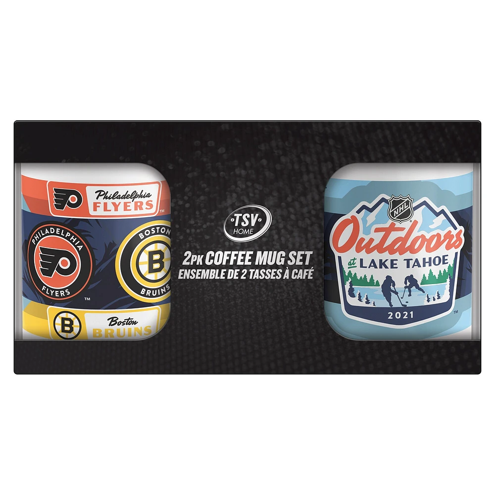 The Sports Vault Boston Bruins vs Philadelphia Flyers 2021 NHL Outdoors at Lake Tahoe - 11oz. Ensemble de tasse à café