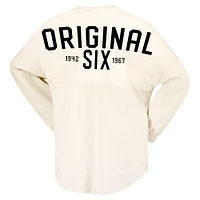 Women's Fanatics Cream NHL Original Six Lace-Up Spirit Jersey Long Sleeve T-Shirt