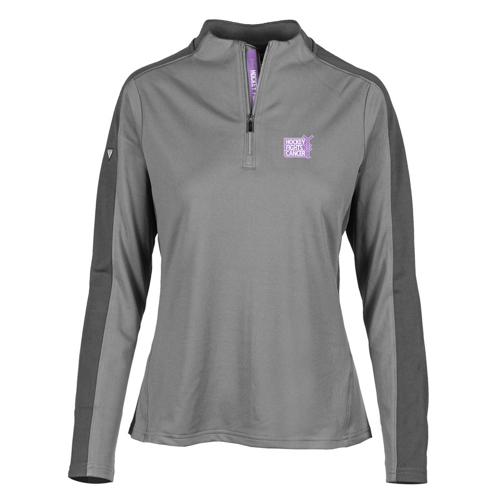 Women's Levelwear Gray/Charcoal NHL 2022 Hockey Fights Cancer Remi - Quarter-Zip Top