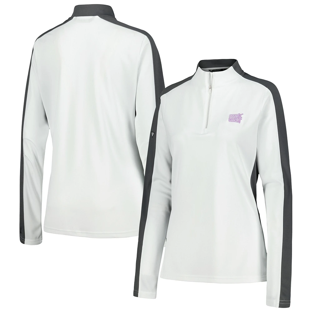 Women's Levelwear White NHL 2023 Hockey Fights Cancer Remi Quarter-Zip Top