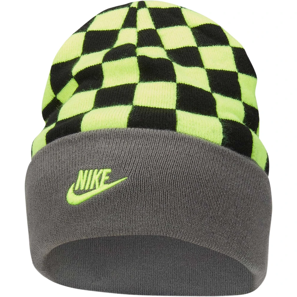 Youth Nike Charcoal Reversible Smiley Tall Peak Cuffed Knit Hat