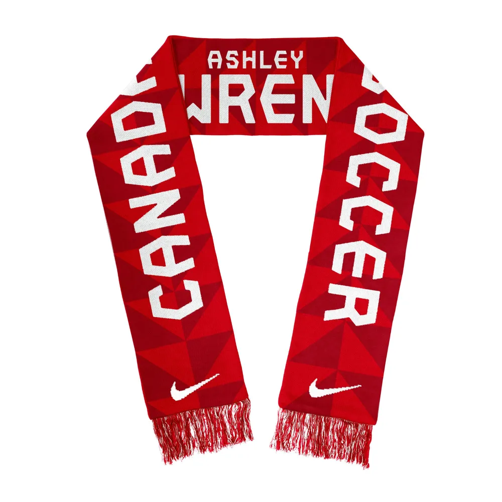 Écharpe de joueur en jacquard Nike Ashley Lawrence Canada Soccer rouge/blanc