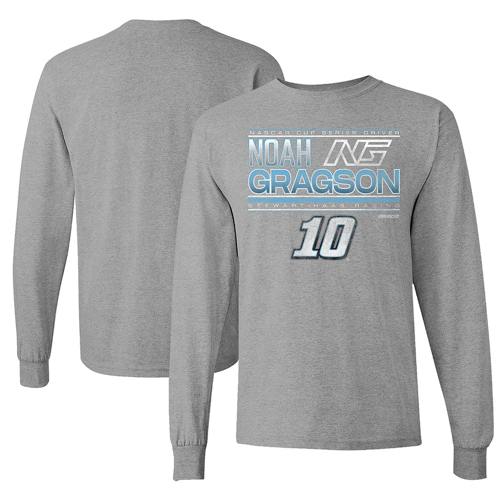 T-shirt gris à manches longues avec nom et numéro de Noah Gragson la collection Stewart-Haas Racing Team pour hommes