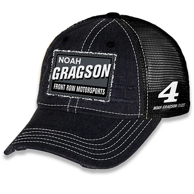 Unisex Checkered Flag Sports Black Noah Gragson  Vintage Patch Trucker Adjustable Hat