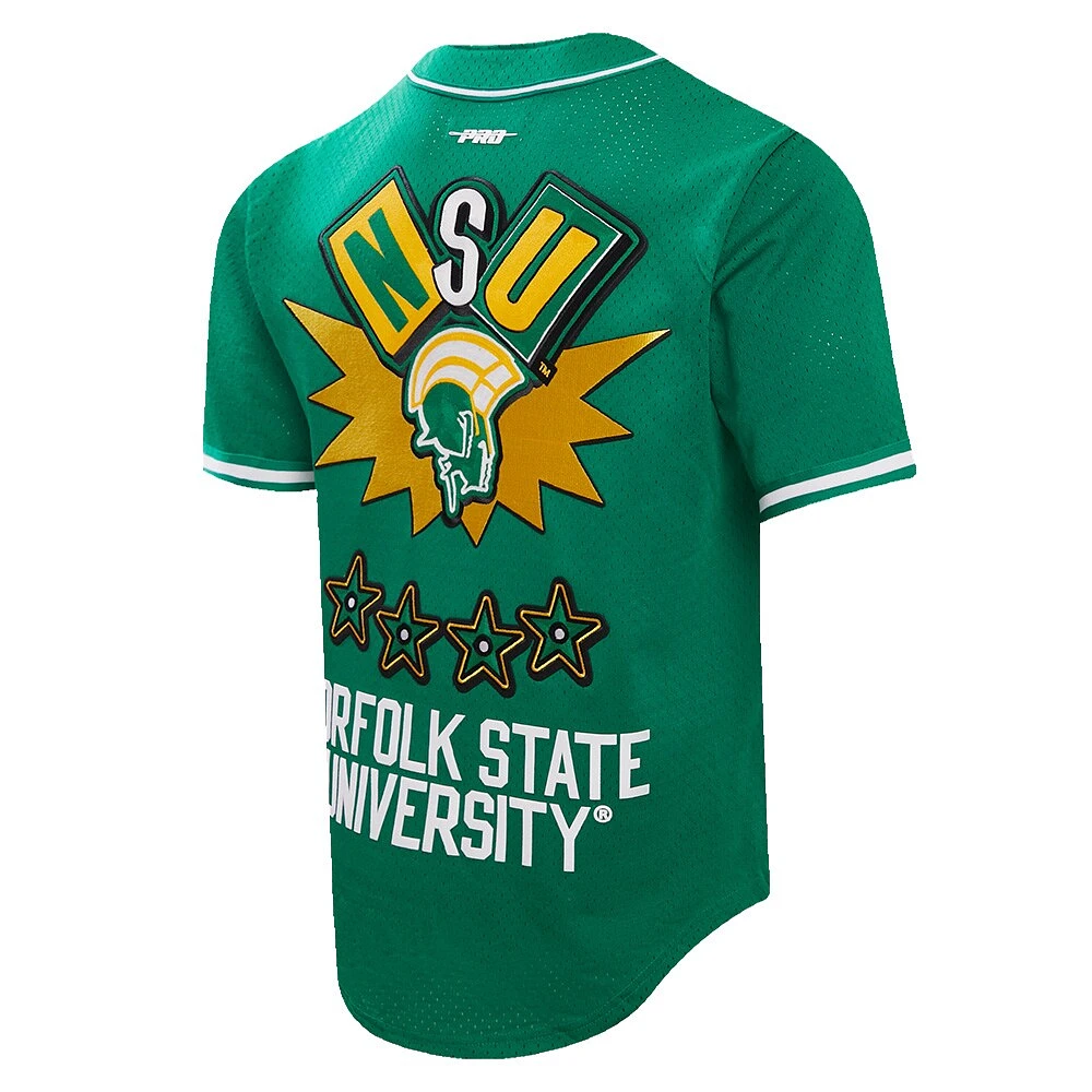 Chemise boutonnée en maille Pro Standard Kelly Green Norfolk State Spartans Homecoming pour hommes