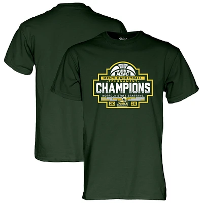 T-shirt unisexe bleu 84 vert Norfolk State Spartans, champion du tournoi de basketball masculin MEAC 2025