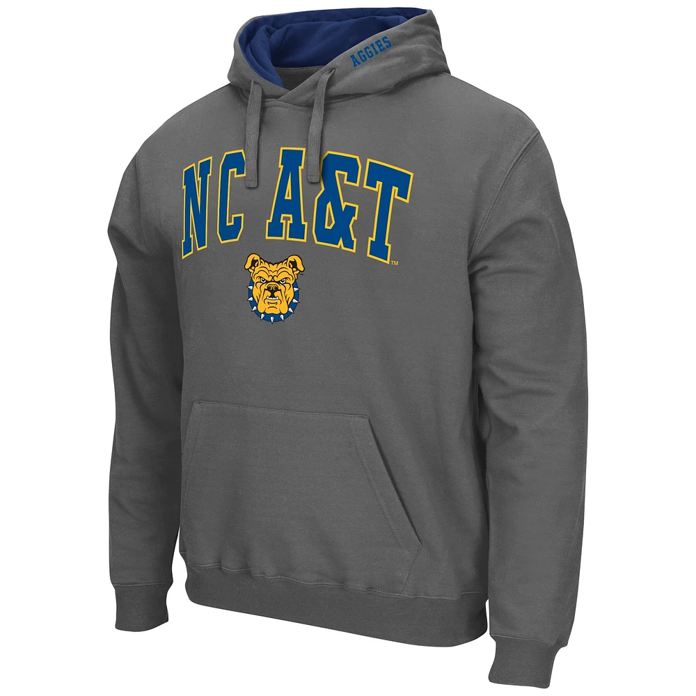 Men's Colosseum Charcoal North Carolina A&T Aggies Arch & Logo 3.0 Pullover Hoodie