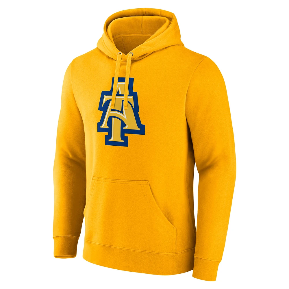 Men's Fanatics  Gold North Carolina A&T Aggies Primary Logo Pullover Hoodie