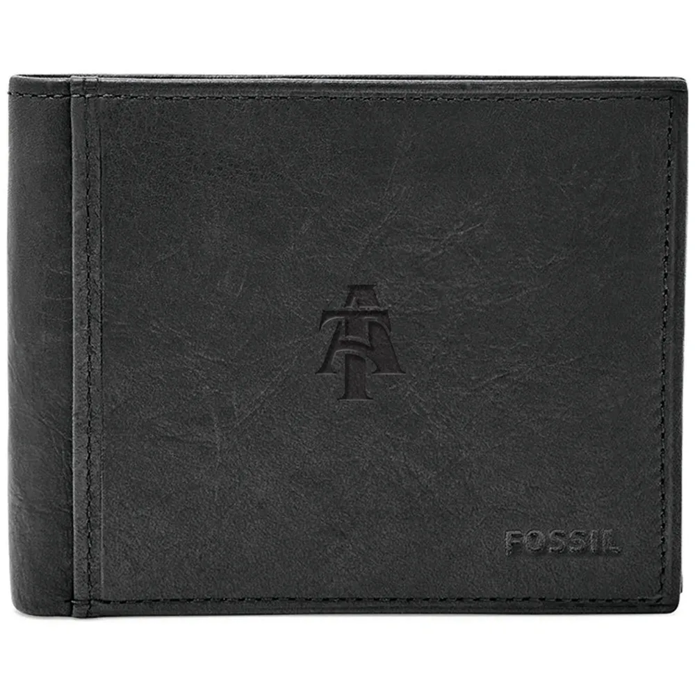 North Carolina A&T Aggies Fossil Leather Ingram RFID Flip ID Bifold Wallet - Black