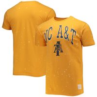 Men's Original Retro Brand Gold North Carolina A&T Aggies Bleach Splatter T-Shirt