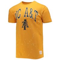 Men's Original Retro Brand Gold North Carolina A&T Aggies Bleach Splatter T-Shirt