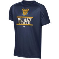 Youth Under Armour Navy North Carolina A&T Aggies Primary Logo Tech Raglan Performance T-Shirt