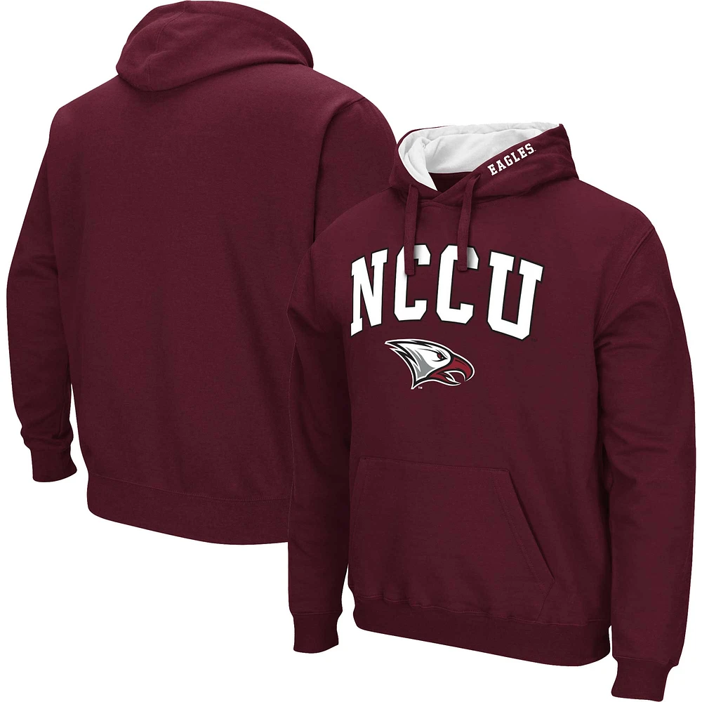 Men's Colosseum Maroon North Carolina Central Eagles Arch & Logo 3.0 Pullover Hoodie