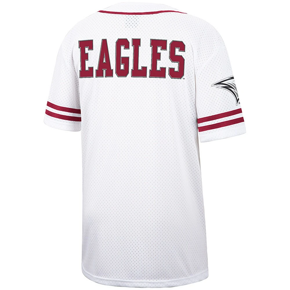 Maillot de baseball boutonné en maille Free Spirited des Central Eagles Caroline du Nord blanc Colosseum pour hommes