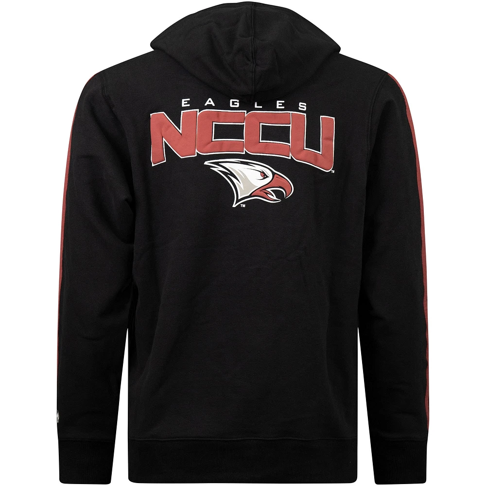 Sweat à capuche surdimensionné rayures FISLL pour hommes, noir, North Carolina Central Eagles