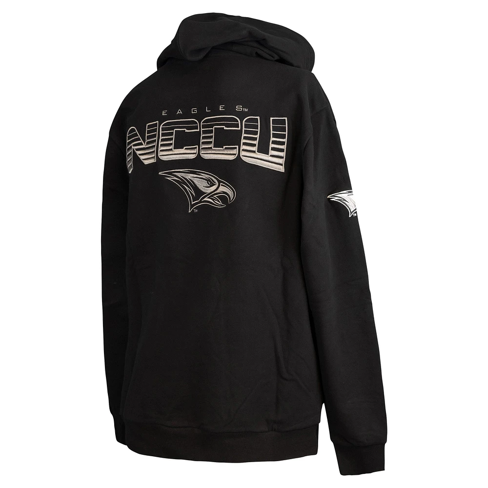 Men's FISLL  Black North Carolina Central Eagles Puff Print Sliced Pullover Hoodie