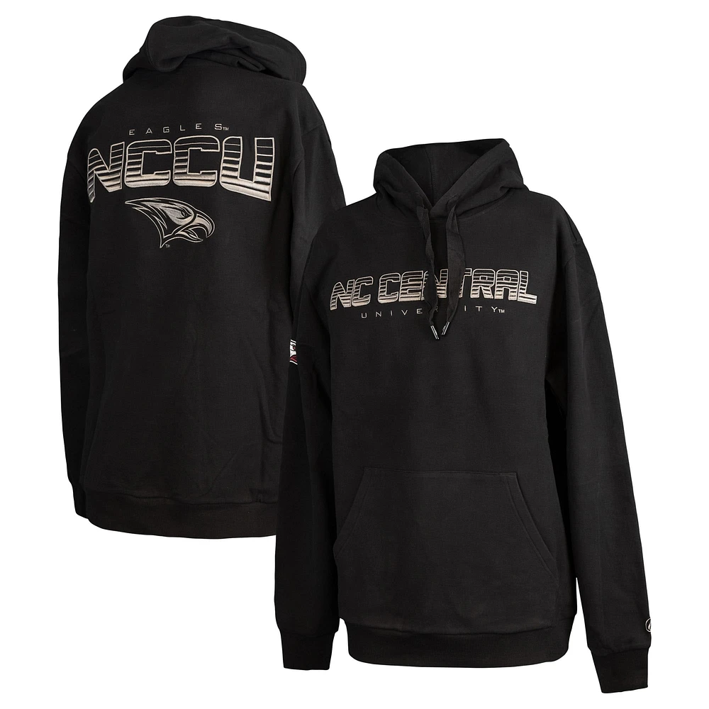 Sweat à capuche noir FISLL North Carolina Central Eagles Puff Print Sliced ​​pour hommes